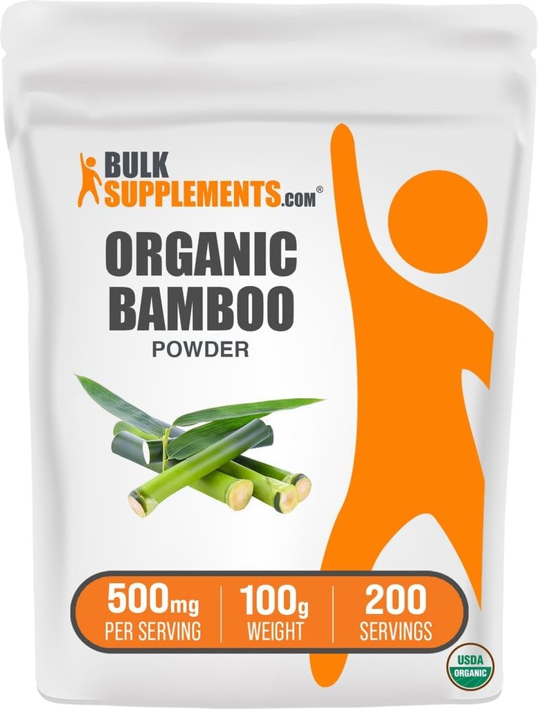 BulkSupplements.com Pólvora de bambú orgánico - Suplementos de sílice, Suplemento de bambú, sin gluten - 500 mg por servicio, 100g (3,5 oz) (Pack of 1)
