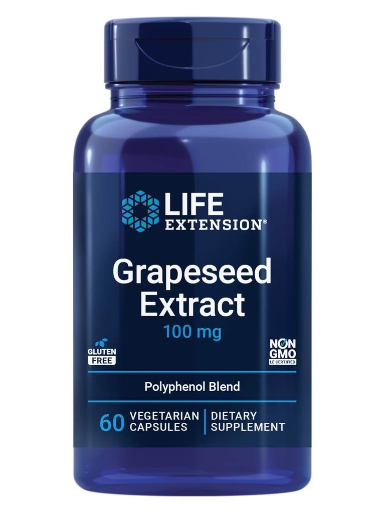 Extracto de la extensión de vida, vitamina C, calcio, resveratrol, polifenoles, salud cardiovascular, protección antioxidante, libre de gluten, no transgénico, vegetariano, 60 cápsulas
