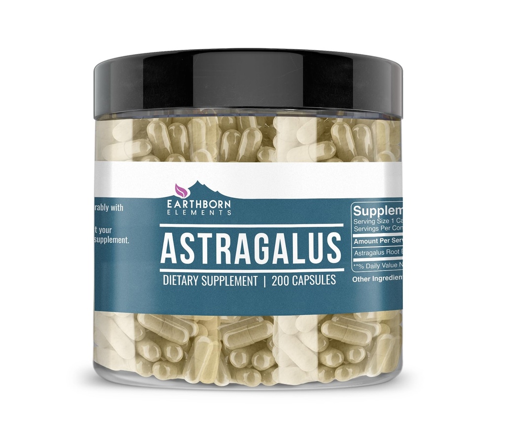 Elementos tercos Astragalus Extract 200 Capsules, Puro ' Undiluted, No Additives