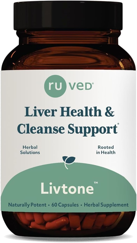 ruda LivTone - Cuidado de los Hígados, Apoyo a los Hígados Suplemento para Mujeres & Hombres con Amla, Andrographis & Picrorhiza, Pills with Organic Herbs for Natural Detox - 90 Capsules (1 Conde)