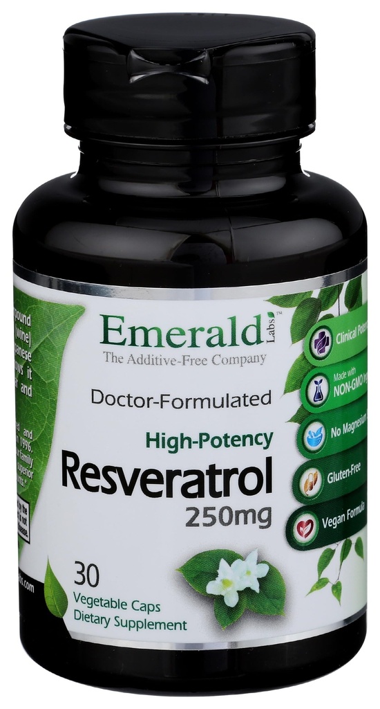 Laboratorios Esmeraldas Resveratrol - Suplemento dietético con Resveratrol para Soporte Celular y Cardiovascular - 30 cápsulas vegetales