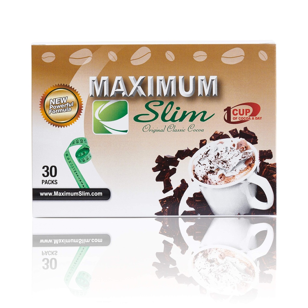 Maximum Slim Premium Instant Cocoa – Creamy, Delicious 4-in-1 Formula with Natural Herbal Extracts for Energy &amp; Vitality, Maximum Satisfaction & Taste. No Side Effects (Laxative-Free) –USA Made, 30 Ct