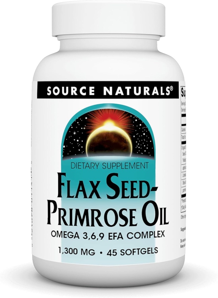 Fuente Natural Flax Seed-Primrose Oil 1300 Mg, 45 Softgels
