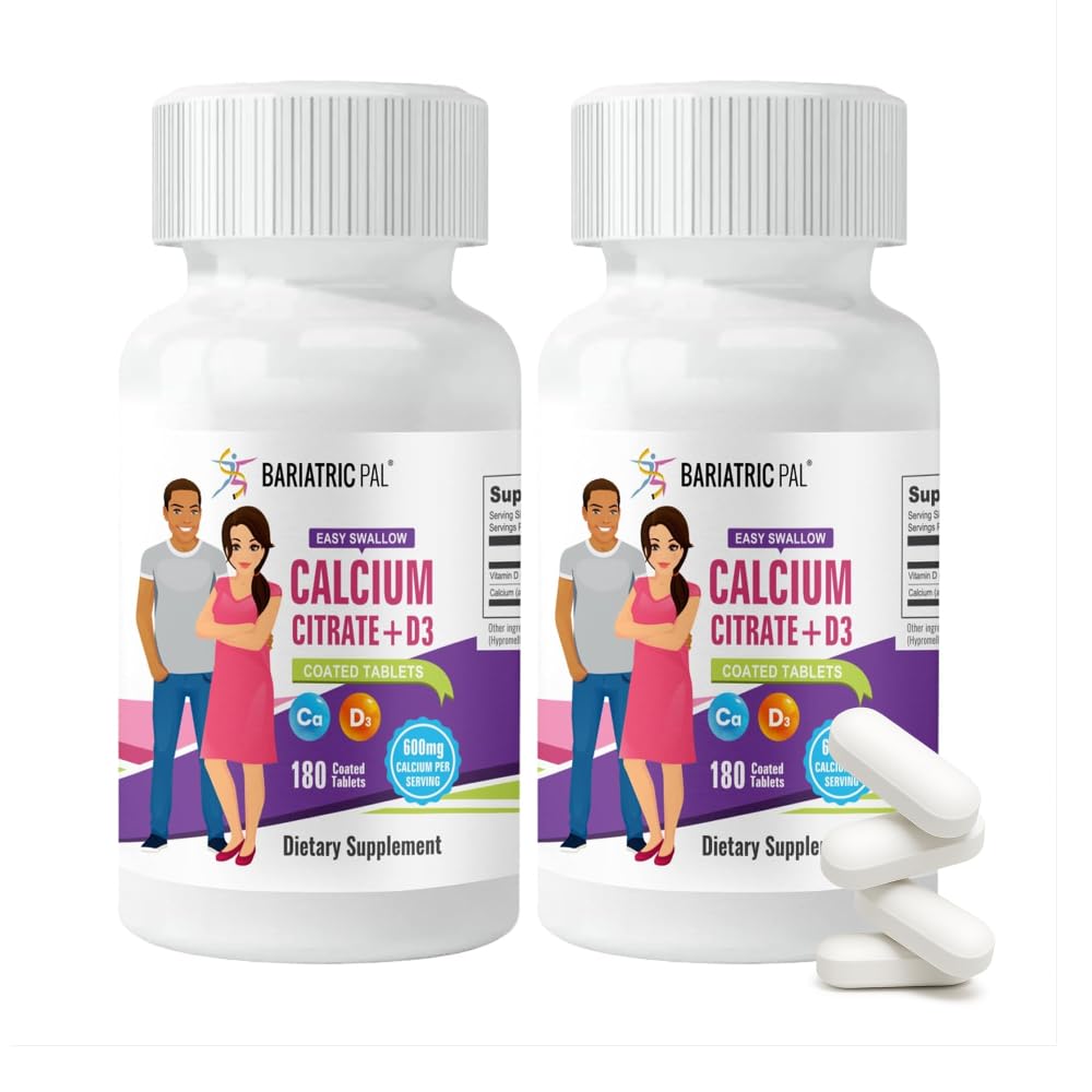 BariatricPal Easy Swallow Calcium Citrate (600mg) y D3 Coated Tablets (60-Day Supply)