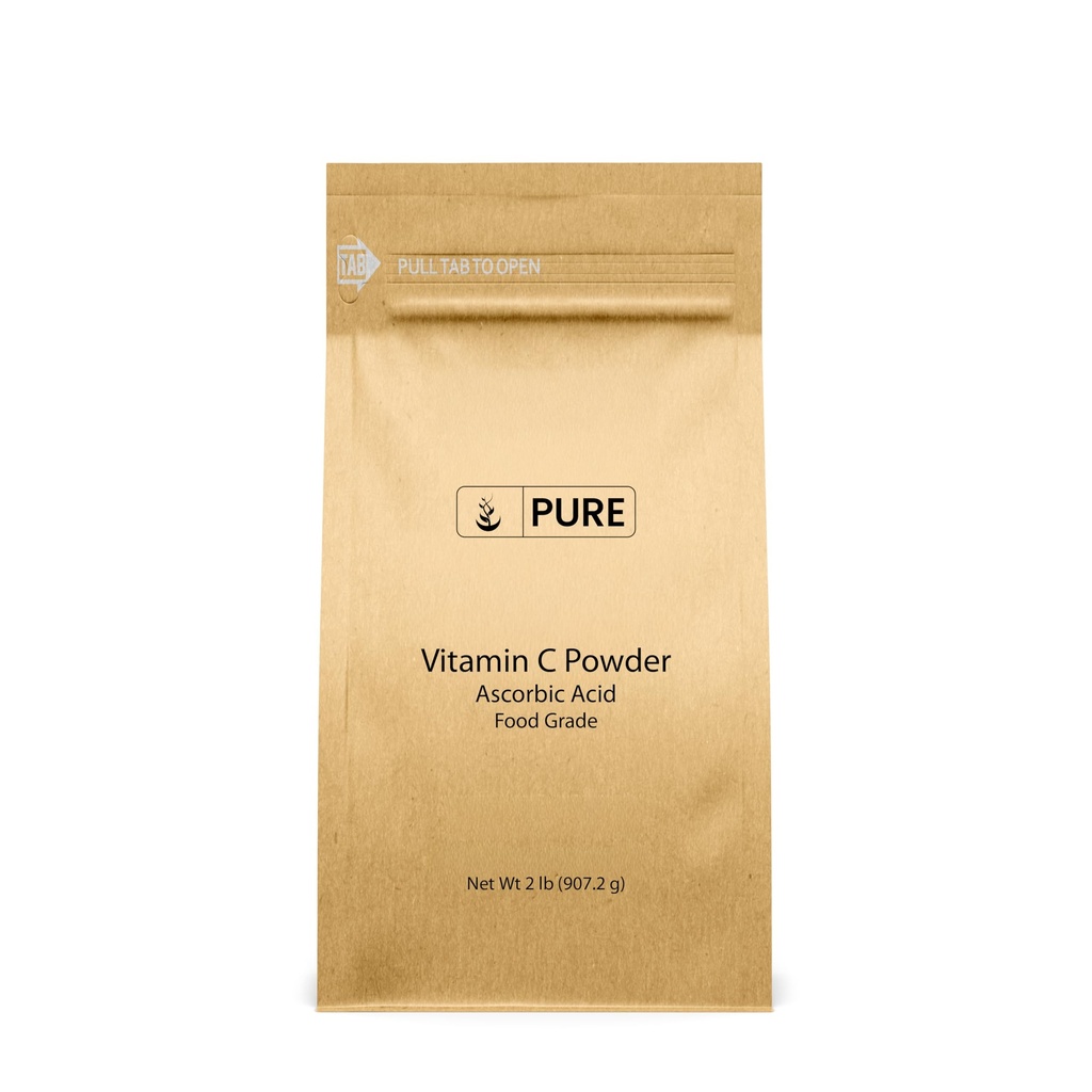 PURE ORIGINAL INGREDIENTES Vitamina C Polvo (2 lb) Ácido ascórbico, No GMO, Suplemento dietético