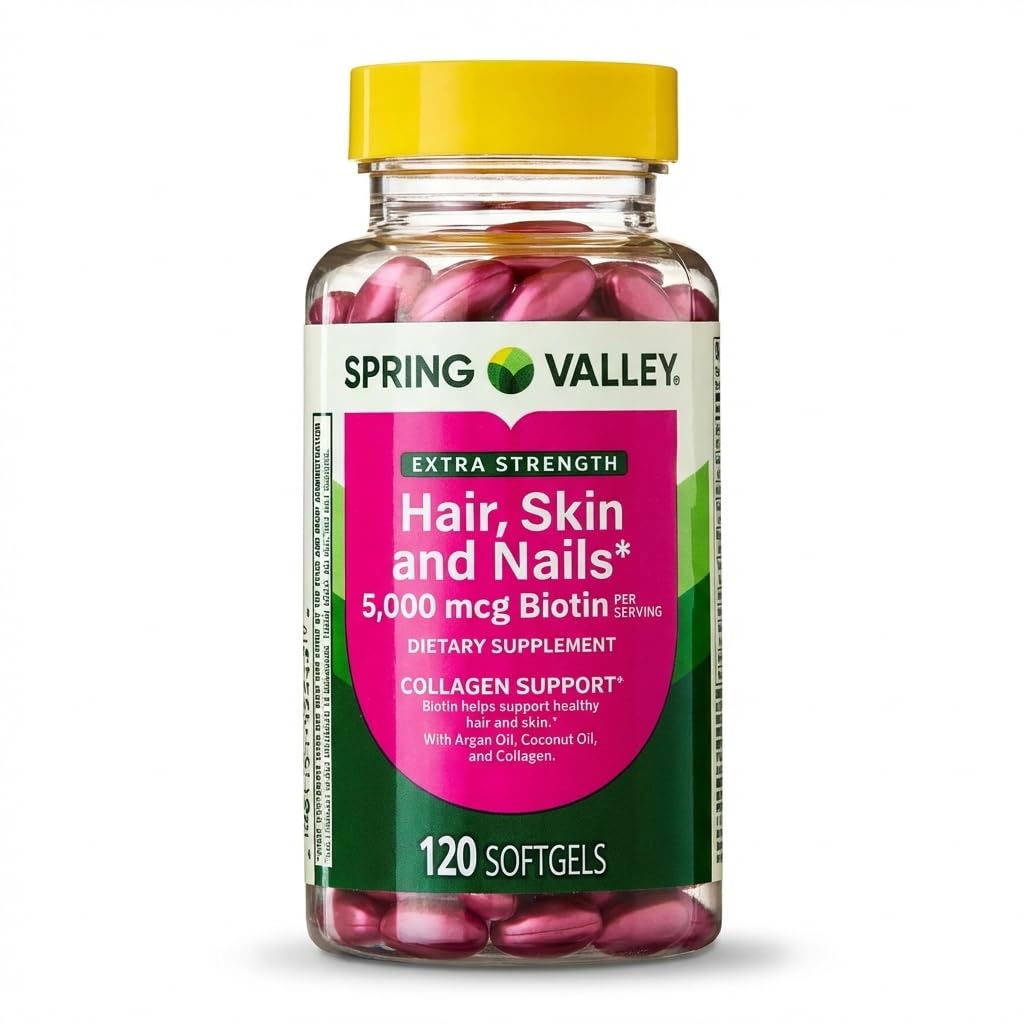 Spring Valley Extra Strength Hair, Skin & Nails Suplemento dietético 120ct 5000 mcg