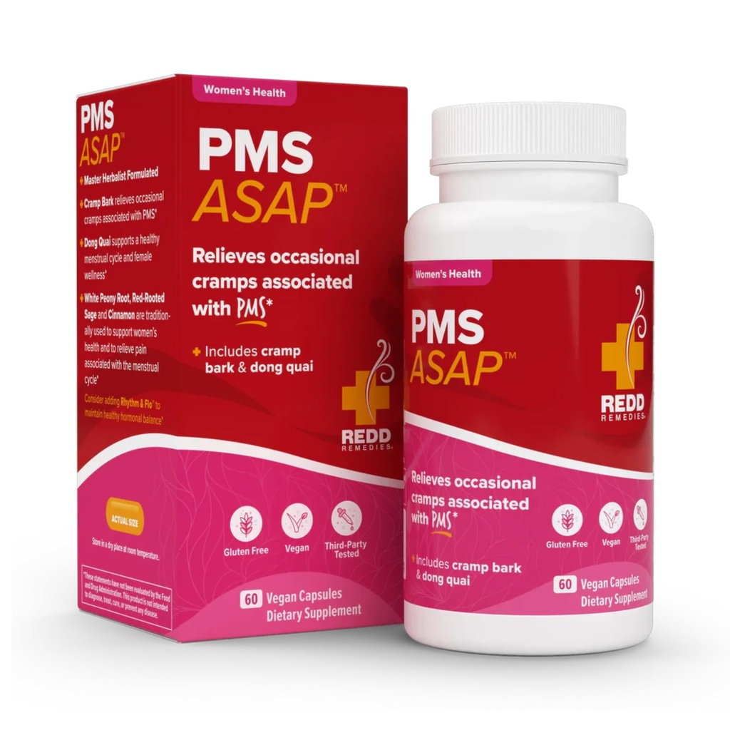 Redd Remedies, PMS ASAP, Incluye Cramp Bark & Dong Quai, 60 cápsulas Vegan