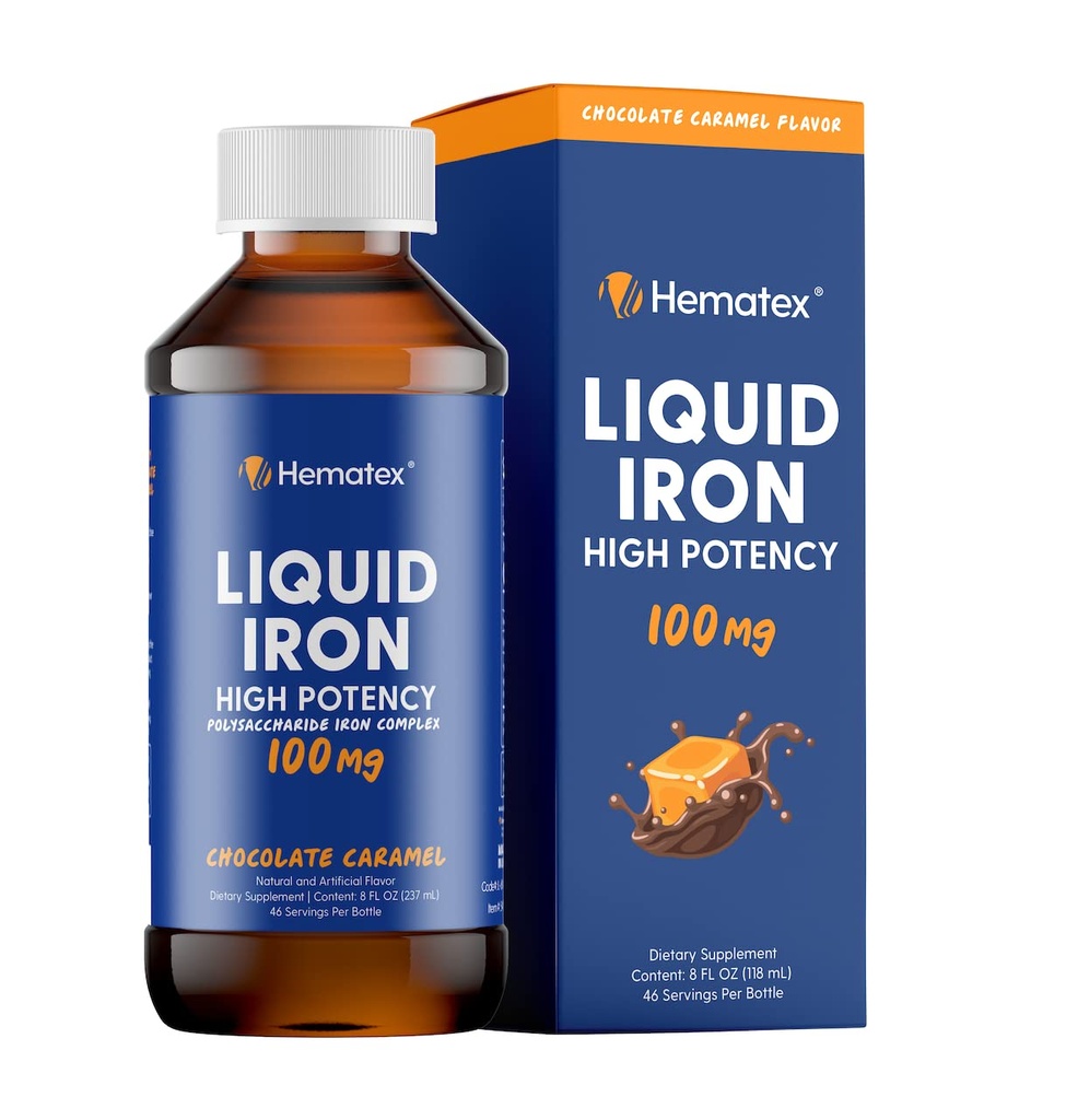 Suplementos de hierro para hombres de alta potencia Hierro líquido para adultos por Hematex - 100 mg Polysaccharide Iron Complex Suplementos de hierro para anemia y deficiencia de hierro