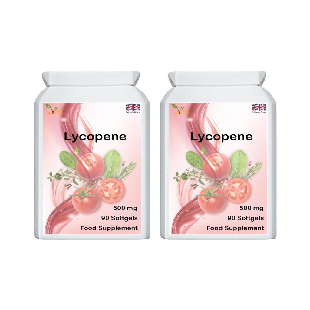 Ved Lycopene 500 mg tención 90 softgel, 6 Mes de Suministro.(Pack de 2)