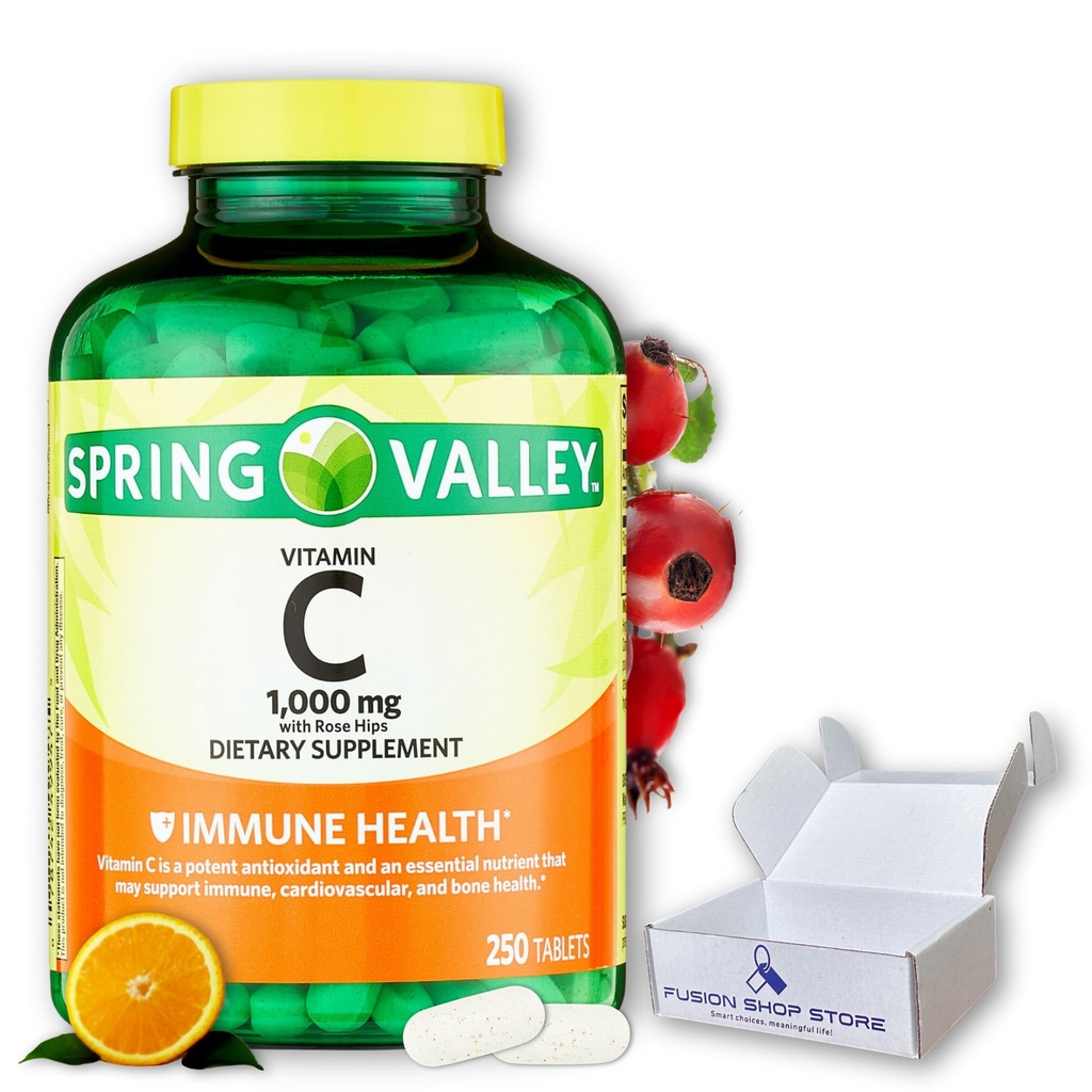 FUSION SHOP STORE Opciones inteligentes, vida significativa! Vitamina C 1000mg- con Rosas HIPS Tablets, 250 Cuenta (Pack of 1)