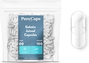 PureCaps USA - Empty Gelatin Capsules Size 00 vírgenes 100 Únete a Pills   Clear Anterior Non-GMO Certified durable SLS, Gluten, Preservative Free