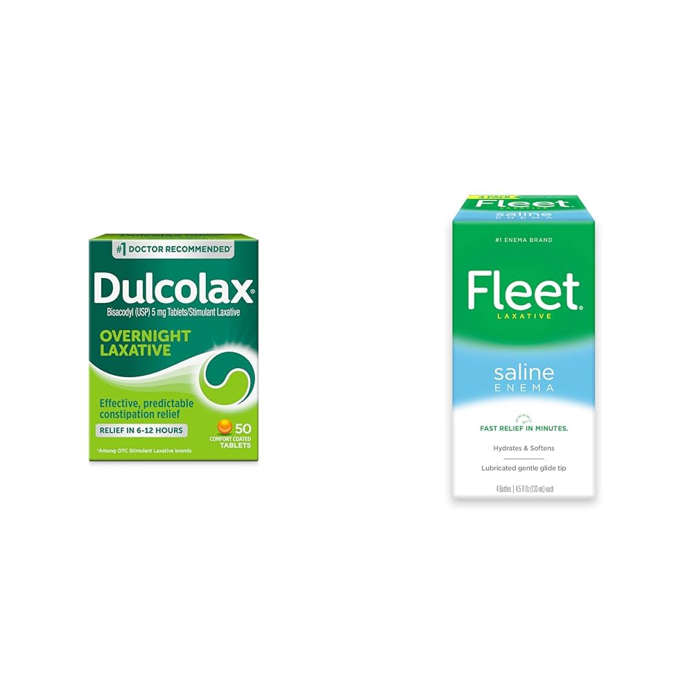 Dulcolax Alivio de la noche Laxante 50 Conde " Fleet Saline Enema Adult Constipation Relief 4 Bottles
