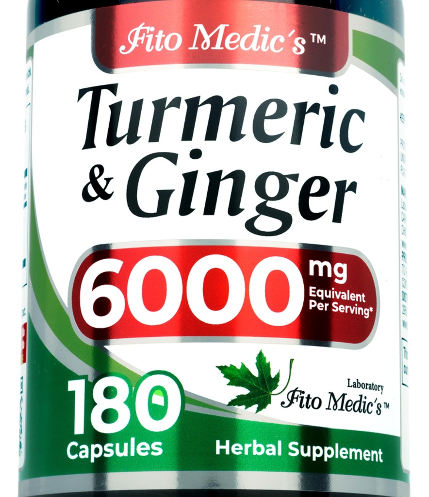 FITO MEDIC'S Lab TENIDO Turmeric and Ginger Supplement TEN 6000 mg TEN 180 Caps ANTE Ultra alta Absorción, s.