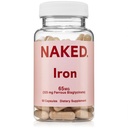 Hierro desnudo 65mg, 325mg Bisglycinate Ferrous - Suplemento de Hierro de alta potencia para la deficiencia de hierro, Apoyo a la energía celular, promueve la producción sana de células rojas de sangre, no GMO, libre de gluten, 60 cápsulas
