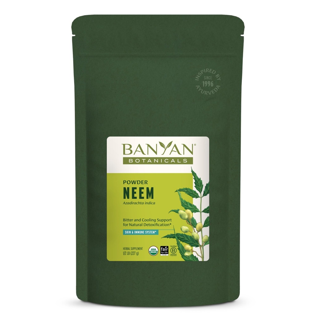 Banyan Botanicals Neem Powder - Organic Azadirachta Indica - Purifying Ayurvedic Herb for Healthy Skin & Blood* – 1/2 lb. – Fair for Life Sostenably Sourced Non-GMO Vegan
