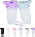 Shaker Bottle Protein Shakes Cup y 10 onzas/300ML Shaker-Bottle con Whisk Balls, Protein Shaker- Bottles Set, plástico no BPA(Bule+Purple(2PCS))