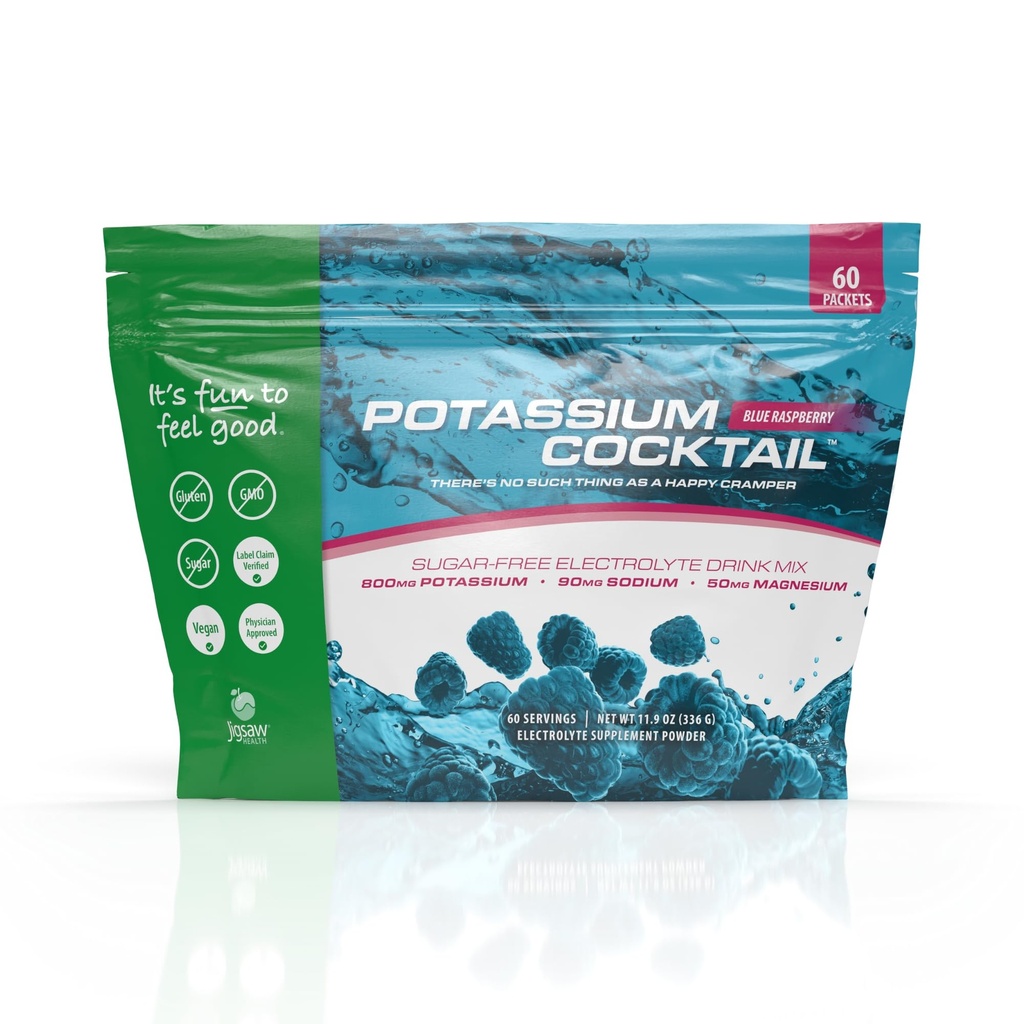 Jigsaw Health Potassium Cocktail TENIDO Anteriormente Pickleball Cocktail TEN Blue Raspberry Flavor ANTE 60 Servings (Packets)