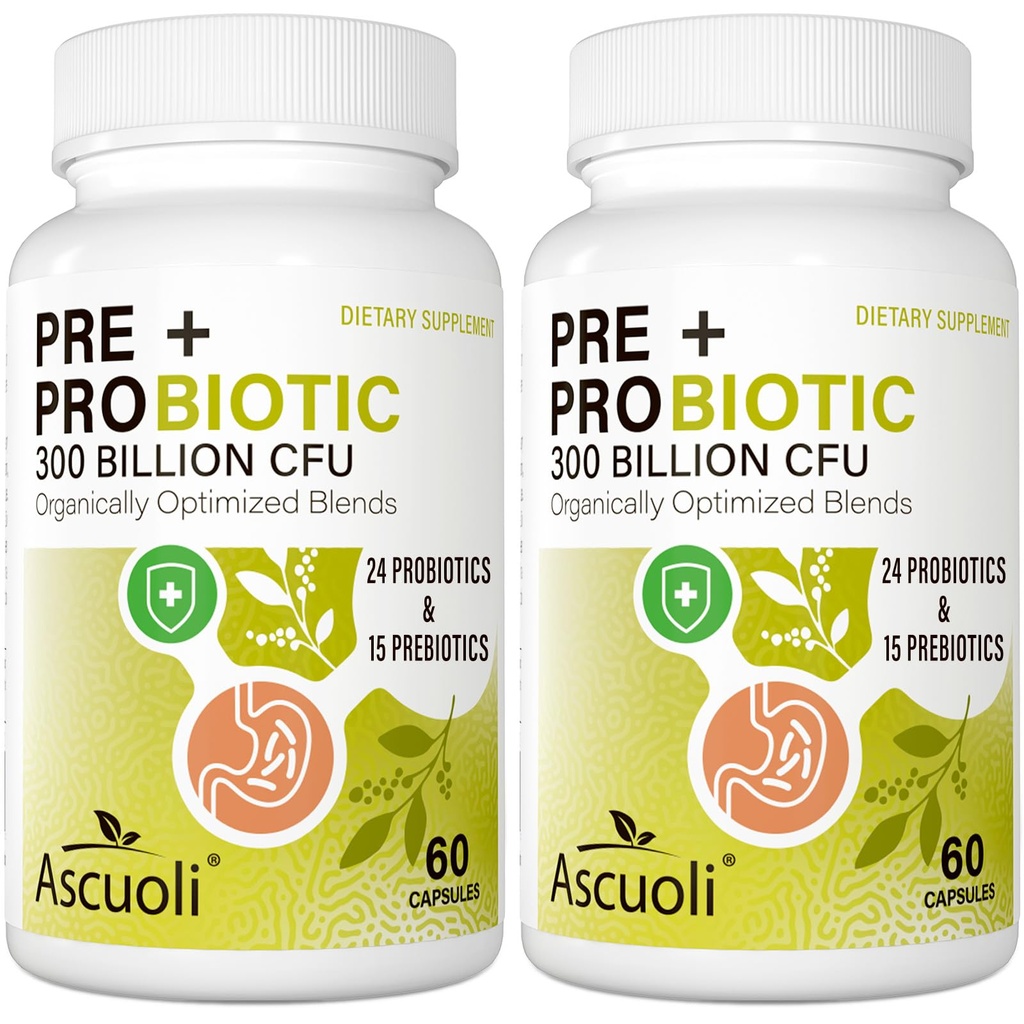 Probióticos para Mujeres y Hombres - 300 Billones CFU, 24 Strains + 15 Hierbas orgánicas Prebióticos Blend, Probiótico diario para la salud digestiva, Immune, Gut, Bloating - 120 Vegetarian Capsule (120-Days Supply)