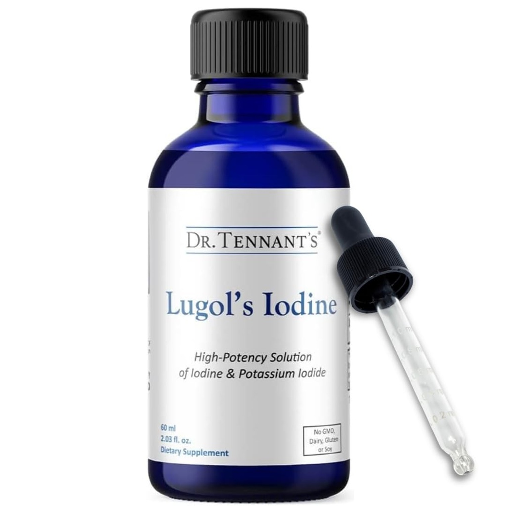 Dr. Tennant's Liquid Iodine Drops 2 Fl Oz ← Solución de Lugol con Iodide de Potasio tóxico ayuda a la función tiroidea, equilibrio hormonal y salud inmune