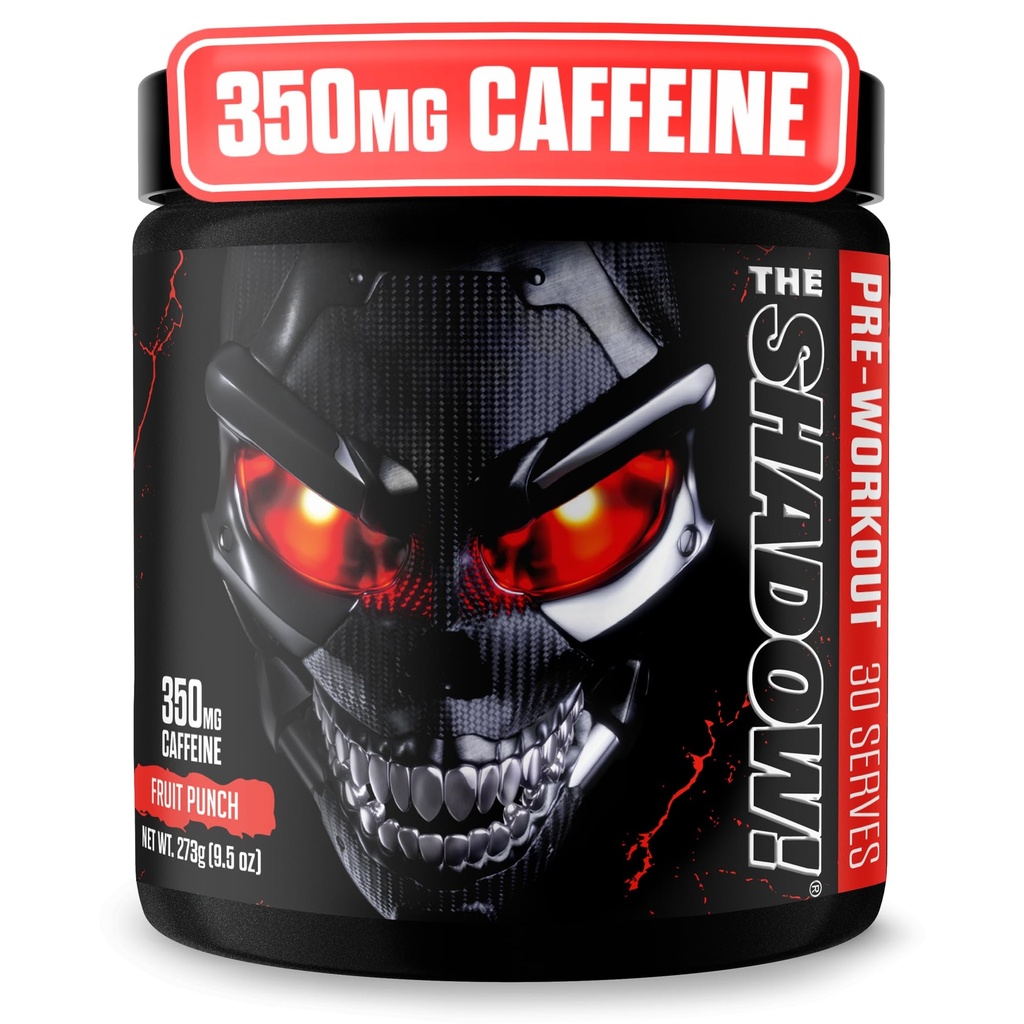 JNX SPORTS The Shadow! 350mg de Caffeine Hard Core Preworkout - Fruit Punch 30 Servings ← Energía Eléctrica, Mental Focus " Superhuman Strength for Men &amp; Women