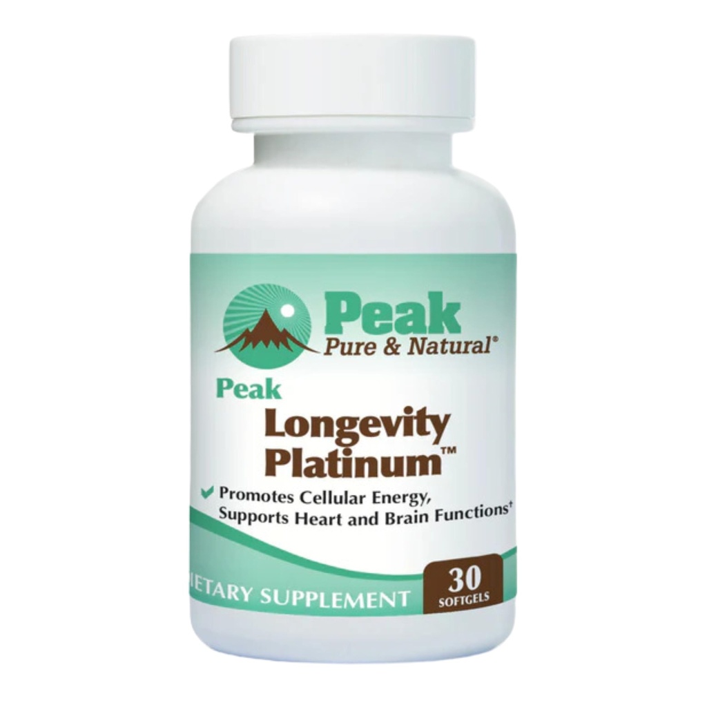 Peak Longevity Platinum PQ Suplemento con Coenzyme Q10 - Pirroloquinolina Quinone con Ubiquinol CoQ10 y Shilajit - Suplemento Mitocondrial para Energía Natural y Envejecimiento Saludable (30 Softgels)