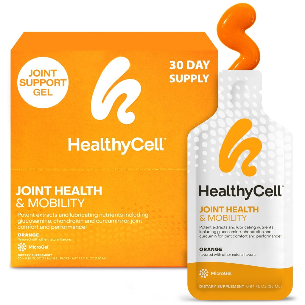 Healthycell Joint Health & Mobility Daily Liquid Supplement - Joint Support Supplement, Inflammation Response, Cartilage & Flexibility with Curcumin, Glucosamine " Chondroitin - 30 Gel Packs