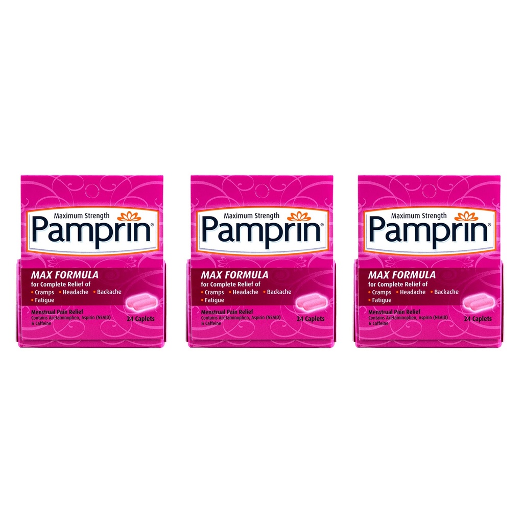 Fórmula de fuerza máxima de Pamprin, 24 caplets (Pack of 3)