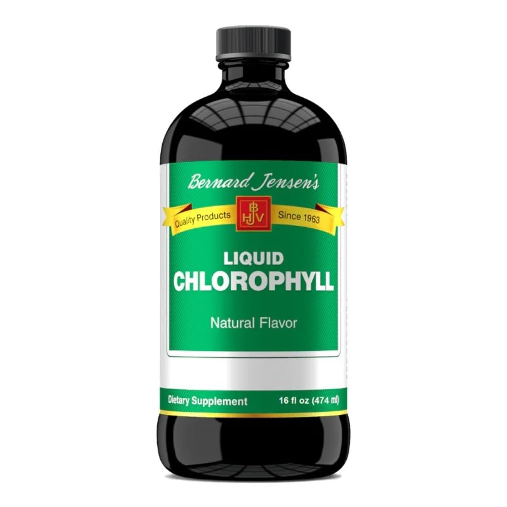 Bernard Jensen's 100% Puro Natural Chlorophyll Flavor Líquido Suplemento tóxico Promociona Alkaline Ph Silencio Ayuda a limpiar la sangre TEN 16 Fluid Ounce (474 ml)
