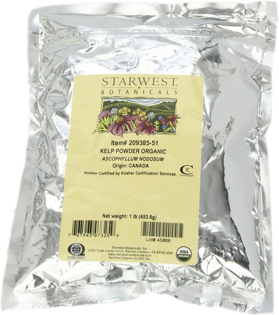 Botánica Starwest Polvo orgánico Kelp, 1 Libra (Pack of 3)