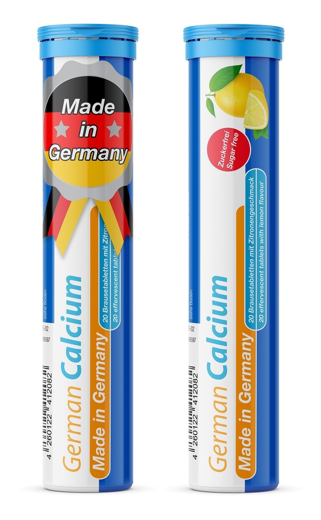 T&D German Calcium 500 mg - 40 Vegan Drink Effervescent Tablets - Lemon Lime Flavor - Made in Germany | Boost bone health with T&D's vegan German calcium tablets-effervescent, refreshing lemon lime burst!