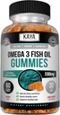 Kaya Naturals Omega 3 Fish Oil Gummies -Fish Oil Supplement with EPA & DHA Ácidos grasos - Ayuda a apoyar el cerebro, el ojo, la salud cardíaca & soporte inmunológico - No GMO - 60 condes