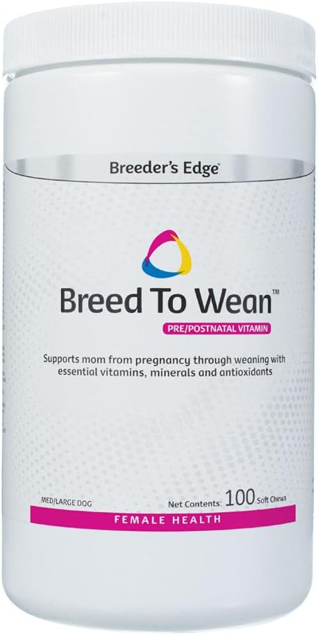 El Edge de Breeder se alimenta de multivitaminas húmedas, prenatales y posnatales para perros y gatos, apoya a las madres embarazadas y enfermeros, proporciona antioxidantes, vitaminas y minerales, 100 ct para perros medianos y grandes