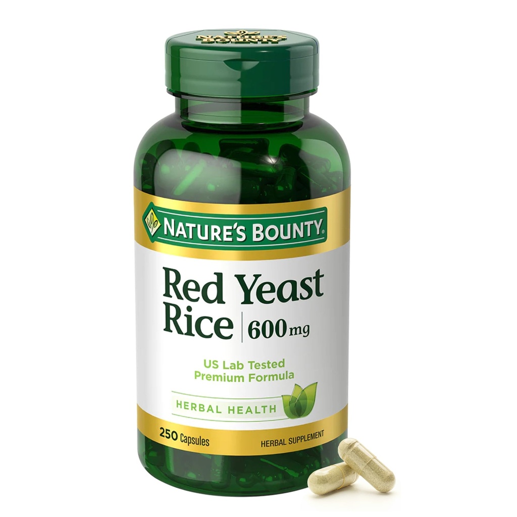 Rice de levadura roja de la naturaleza, Suplemento herbal, 600 mg, 250 cápsulas