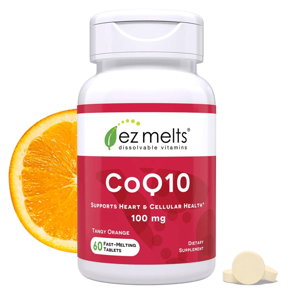 EZ Melts Dissolvable CoQ10 Suplemento 100 mg, sin azúcar, 2 meses de suministro - 1 paquete