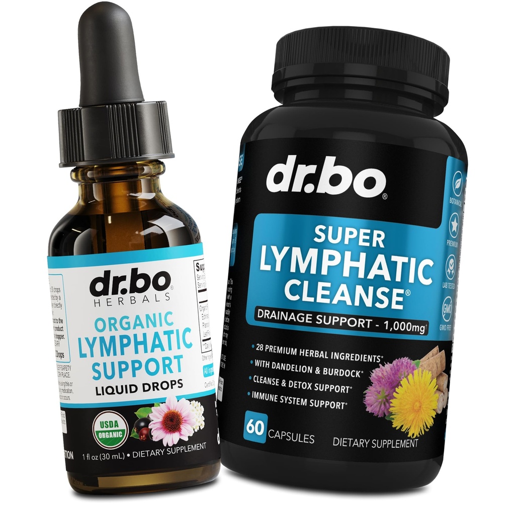 Lymphatic Drainage Suplementos gotas " Pills - Soporte linfático orgánico gotas líquidos cápsulas de limpieza con Echinacea, jengibre, dandelión, rojo raíz suplemento Lymph Nodo Detox limpieza sistema de drenaje
