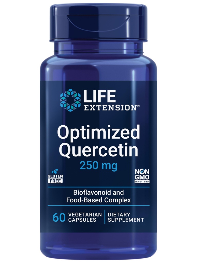 Extensión de la vida Optimizada Quercetina 250 mg Asistencias Salud inmune, Salud cardíaca, No GMO, Gluten Free - 60 cápsulas vegetarianas