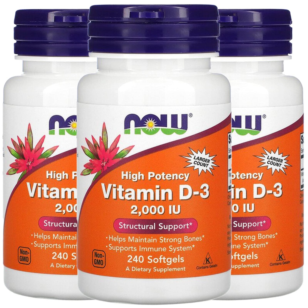 Ahora Alimentos Ahora Alimentos Vitamina D-3, 50 mcg (2.000 UI), 240 Softgels, 3 Pack