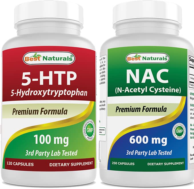 Best Naturals 5-HTP (5-hidroxitryptofan) 100 mg " NAC - N Acetyl Cysteine 600 mg