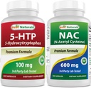 Best Naturals 5-HTP (5-hidroxitryptofan) 100 mg " NAC - N Acetyl Cysteine 600 mg