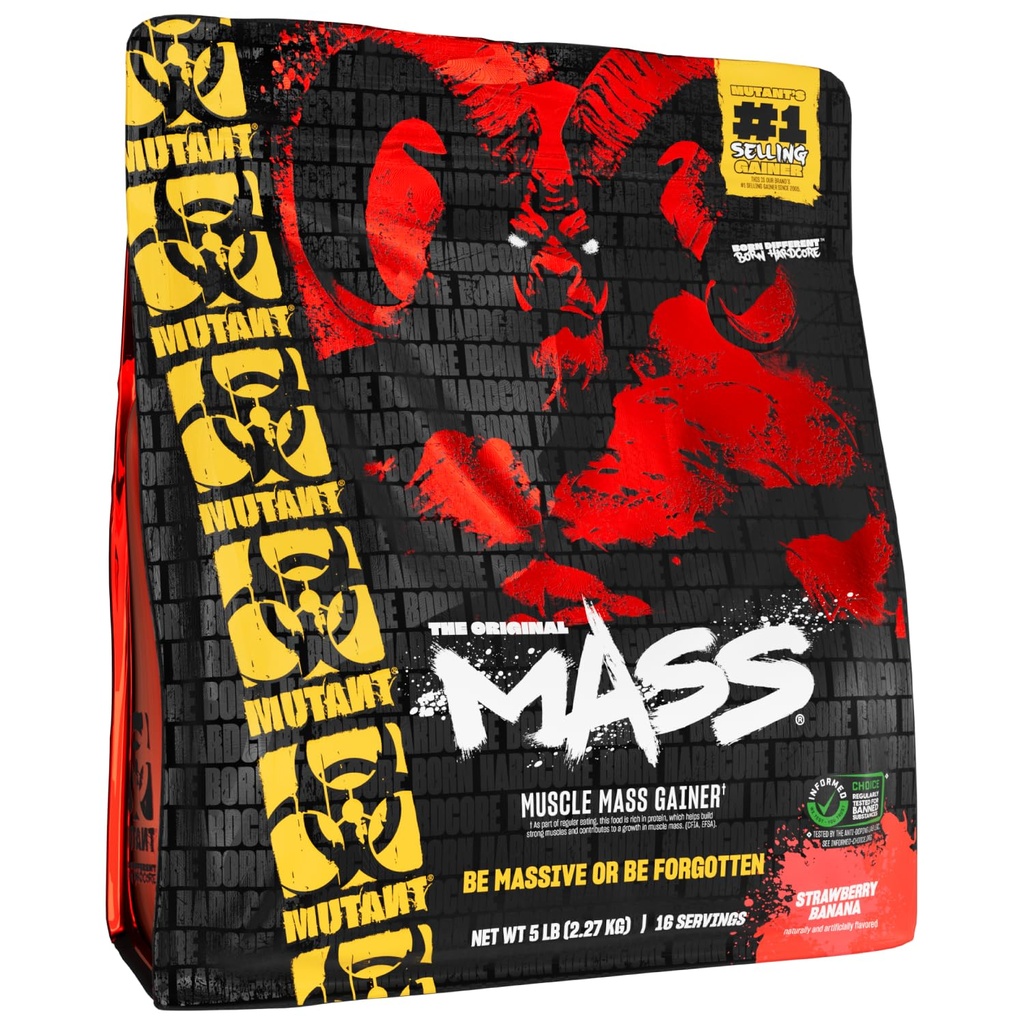 Masa Mutant ¦ Peso Masiva Gainer Protein Powder - Calorie Protein Powder alto para ganar Masa - Strawberry Banana - 5 libras