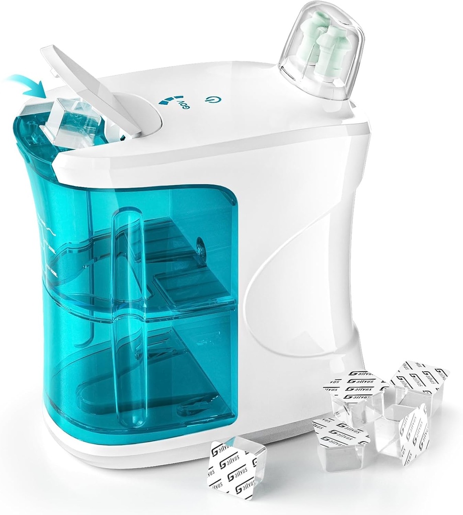 Sistema de riego nasal de doble potencia, Máquina de recogida automática de residuos y autolimpieza,Acumulación sinusal para varios síntomas nasales Alivio, Máquina de limpieza de nariz con 18 cápsulas de satinado