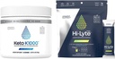 Hi-Lyte Keto K1000 Electrolyte Powder Ø Hydration Suplemento Bebida Mix ¦ Raw Mineral Flavor, No Stevia ← 50 Servings ¦ Plus Pro Hydration Packets, 16 Individual Drink Packets latitud Lemon Lime