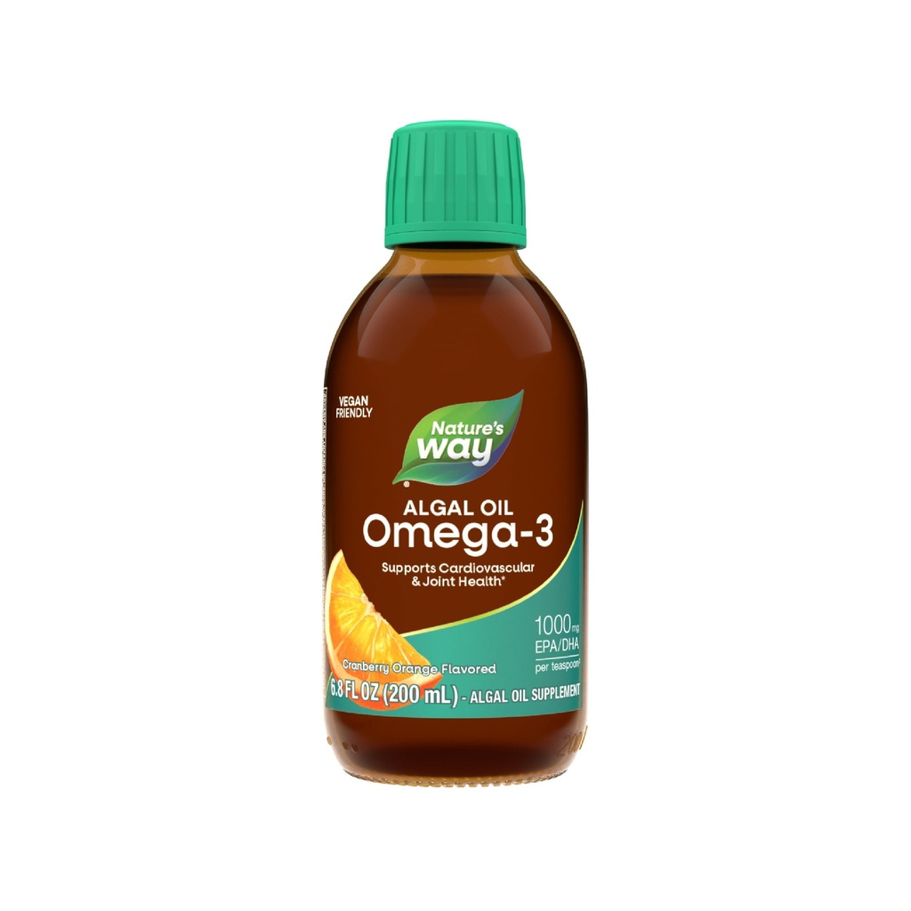 Manera de la naturaleza NutraVege Plant Based Omega-3 Extra Strength**, Eye, Heart, and Brain Health*, Cranberry-Orange Flavored Liquid, 6.8 oz