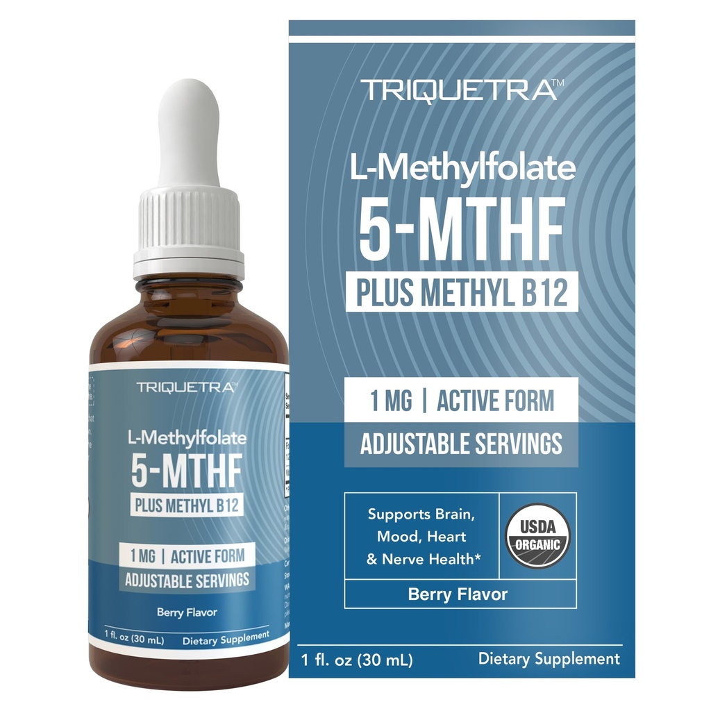 Folato de metil orgánico 1000 mcg + Metil B12 Cofactor (300 Servings) – Forma Metabólicamente activa de 5 MTHF, Sabor de Berry orgánico, Forma Sublingual Líquida – Mood, Cognición, Metilación, Embarazo (1oz)