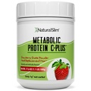 Proteína metabólica C-Plus Whey Protein Powder " Shake Meal Replacement with Vitamin C, L-Glutamine " Enzymes Digestivos, Bajo Carb Protein Drink, Support Metabolism, Energy " Gut health 1.1lb Fresa