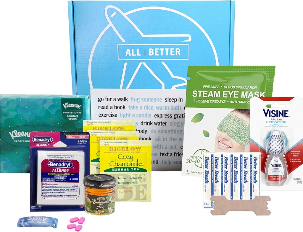 Paquete de Cuidado de Alergia Mejor para Amigo enfermo con alergias o Hayfever, Get Well Soon Gift Basket, Box No 07 (Medium)