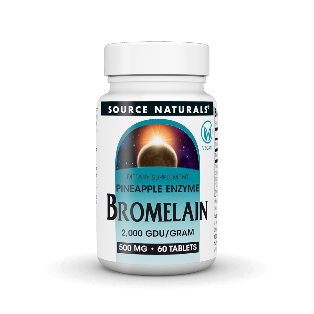 Fuente Naturals Bromelain, 2.000 GDU/GRAM, Pineapple Enzyme, 500 MG - 60 Tablets
