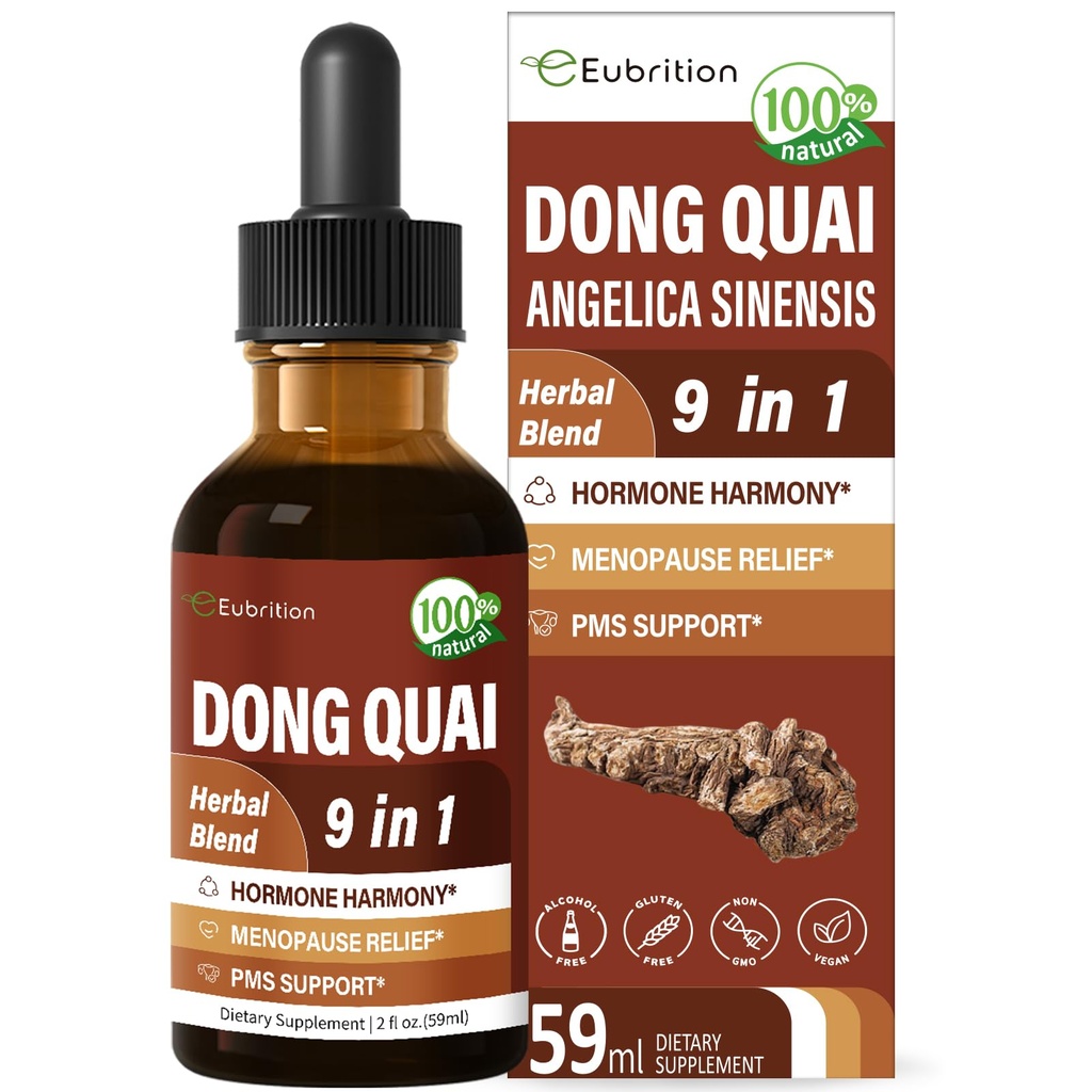 Dong Quai Liquid Supplement for Women, Angelica Sinensis Root Extract Tincture Support Menopause " PMS Relief, Hot Flashes, Herbal Blend Drops with Red Clover Fenugreek. 2oz