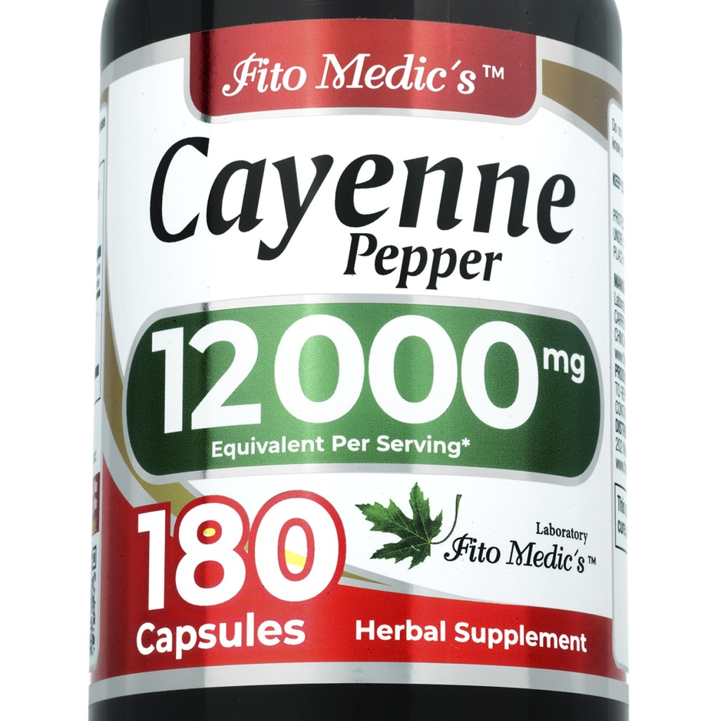 FITO MEDIC'S Lab ← Cayenne Pepper Capsules Orgánico Silencio Cayenne Pepper Extract  600 mg 20:1 per 3-Capsule Serving  180 Capsules