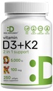 SUPLEMENTO DEAL Vitamina D3 5,000 UI + K2 MK7 Softgels, 250 Conde Silencio 2-en-1 Complejo Silencio fácil de absorber